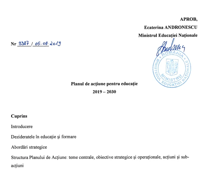 Ecaterina Andronescu a fost revocată din funcția de ministru al educației, iar în ziua în care a predat a lăsat moștenire un amplu document (59 de pagini) cu ce ar fi vrut să facă până în anul 2030