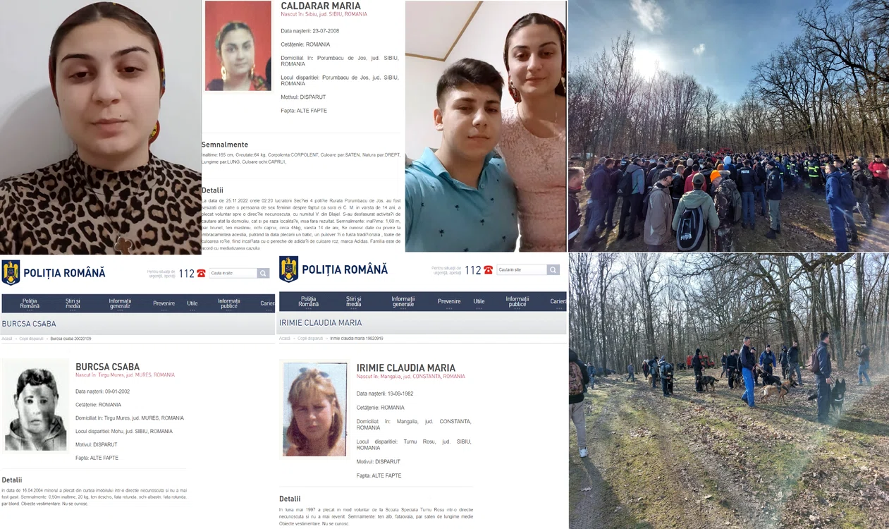Copiii dispăruți din Sibiu dintre care unii căutați de decenii Colaj
