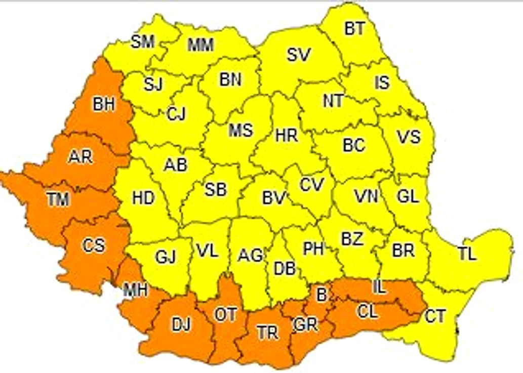 Harta județelor afectate