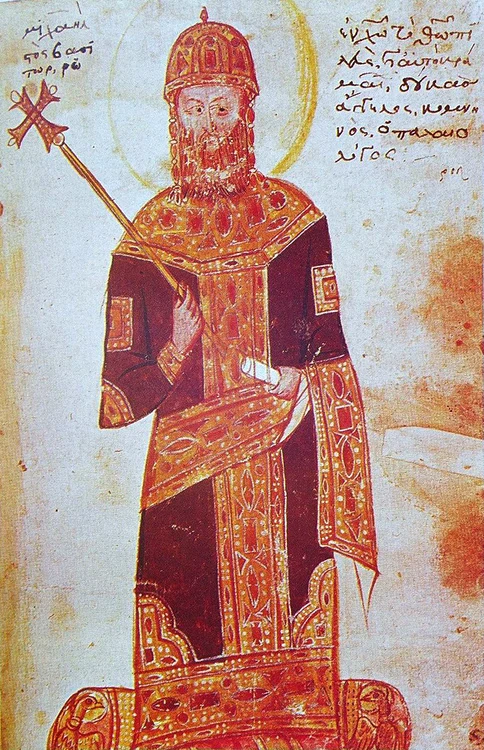 Mihail al VIII-lea Paleologul. Miniatură din secolul al XIV-lea 