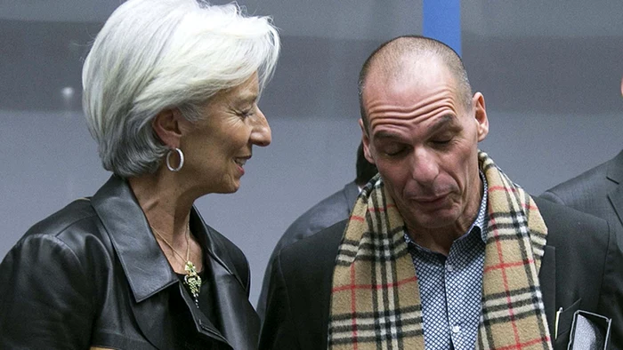 Şefa FMI, Christine Lagarde şi ministrul grec de Finanţe, Yanis Varoufakis
