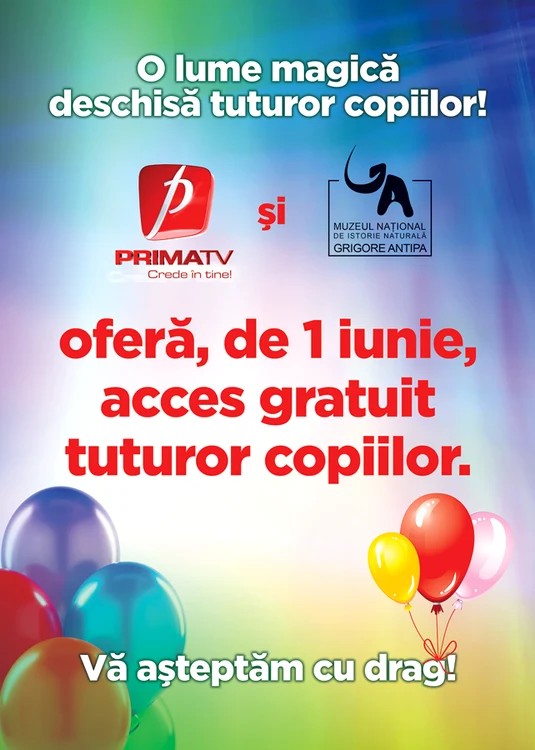 Prima TV îi aşteaptă pe copii la Muzeul Antipa de 1 iunie