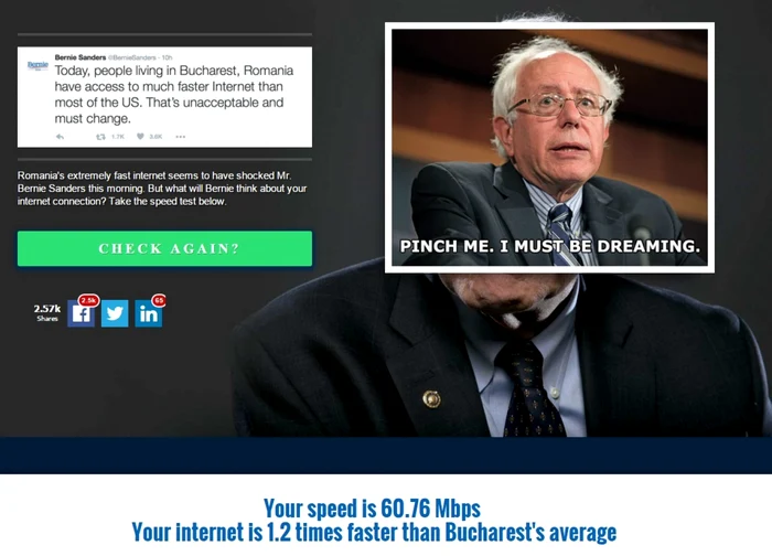 bernie sanders test internet