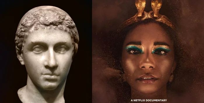 Cleopatra, reprezentată într-o statuie romană și în docu-drama Netflix