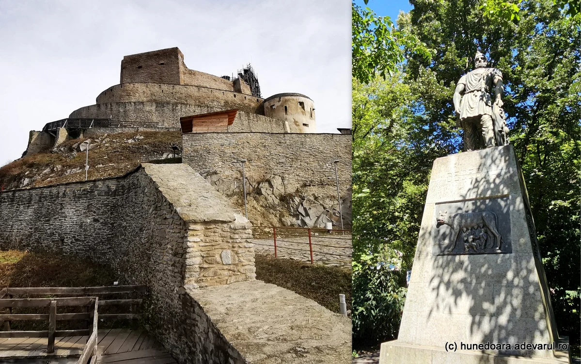 Cetatea Devei și statuia regelui Decebal. Foto: Daniel Guță. ADEVĂRUL