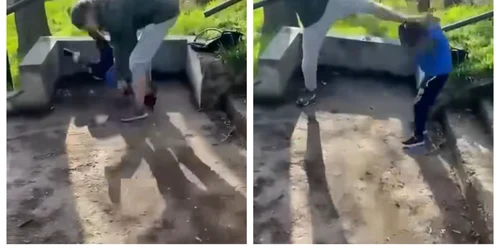 Copil filmat în timp ce este bătut de un adolescent într-un parc FOTO Captură video