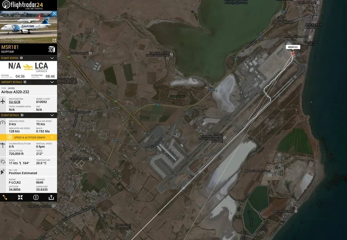 Avionul deturnat a plecat din Alexandra și urma să aterizeze în Cairo, însă a aterizat de urgență pe aroportul din Larnaca, Cipru