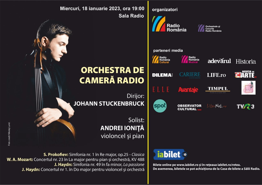 Violoncelistul Andrei Ioniță, distins cu Medalia de aur a Concursului Internațional „Ceaikovski”, invitat special pe scena bucureșteană