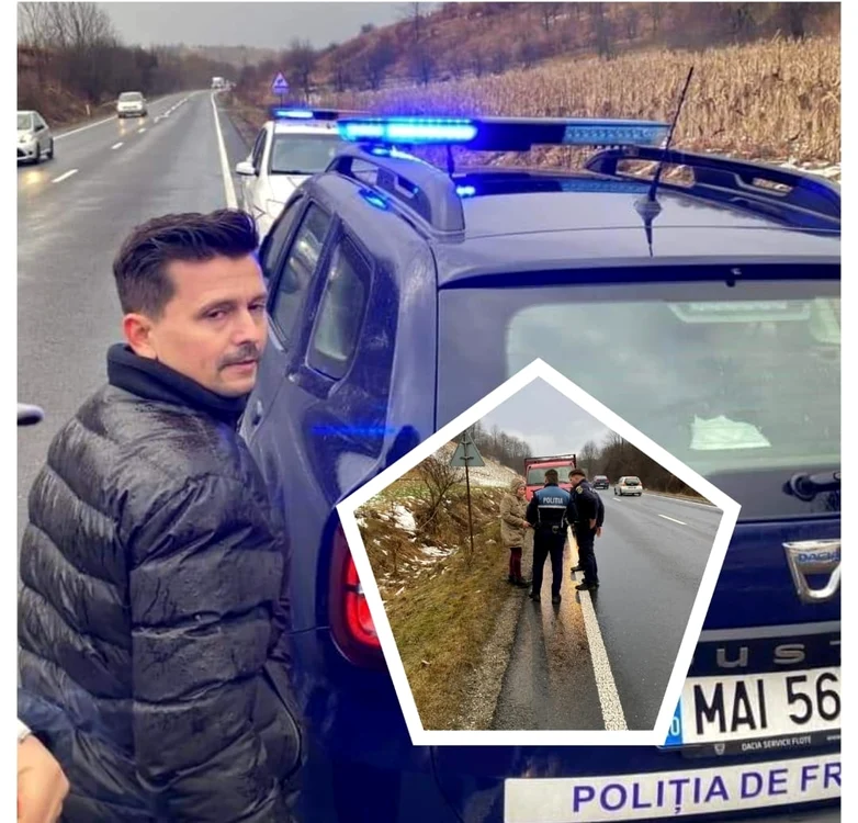 Femeia însărcinată se afla singură pe marginea drumului FOTO Facebook/ Sindicatul Europol