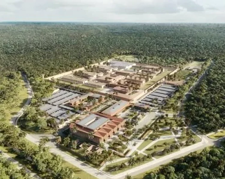 Închisoarea va fi construită în junglă. FOTO: X (machetă)