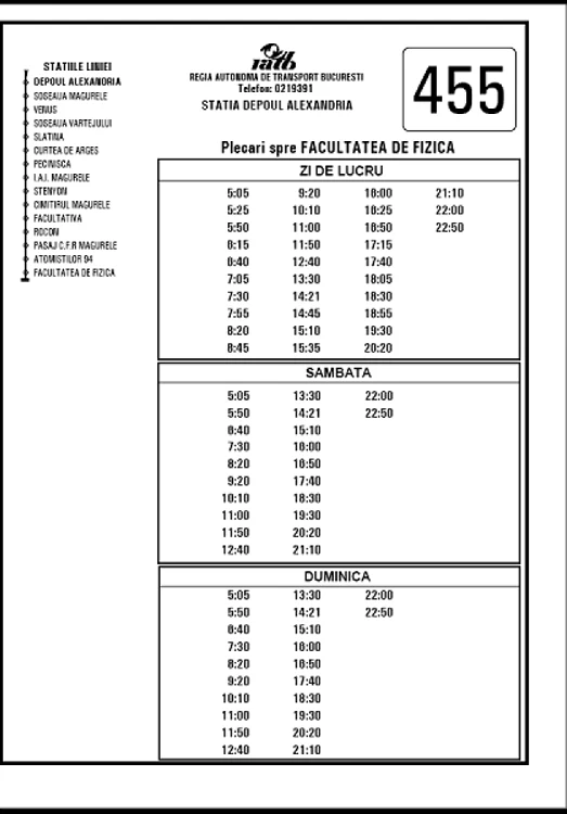 orar linie preorasaneasca magurele 455