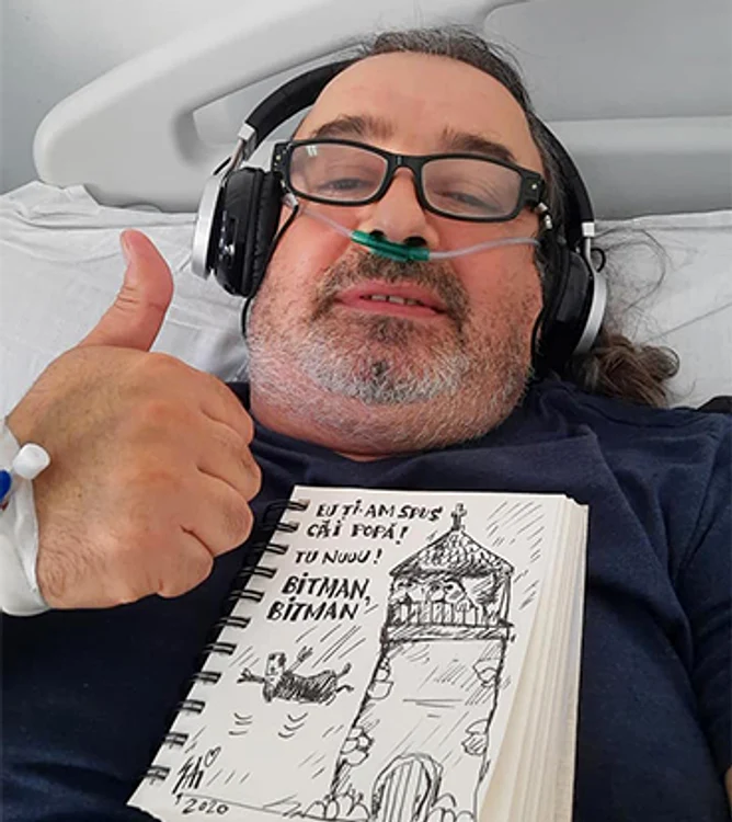 În timpul internării, caricatursitul l-a ironizat pe Dan Bittman