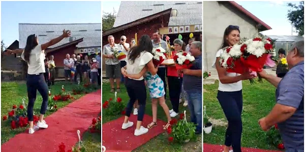 ancuta bodnar primită cu flori si covor rosu acasa stirisuceava.net