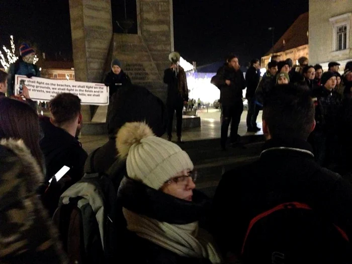 Protestatari în centrului Clujului  FOTO: Ştefan Lică