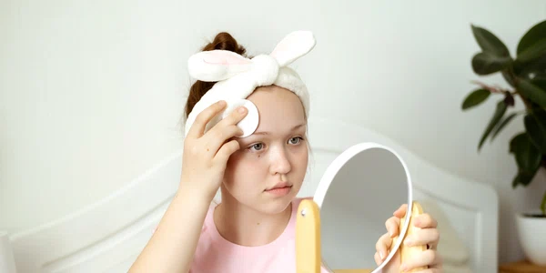 Pubertate precoce - fetita care isi curata tenul FOTO Shutterstock 