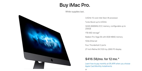 iMac Pro pret site Apple