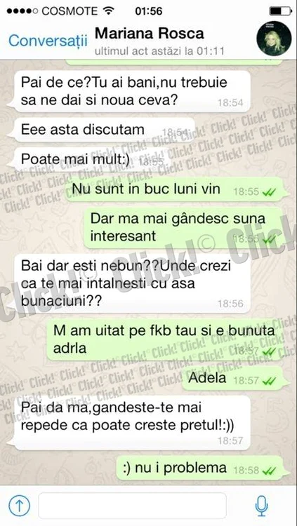 Mesaje între Mariana Roşca şi Leo de la Strehaia