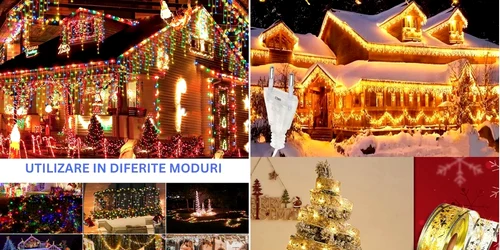 Decorațiuni ornamente și instalații de Crăciun de pe Chillmas Deals eMAG Colaj eMAG jpg