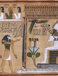 Ilustrație din „Cartea Morților”, papirus egiptean datând din secolul al XIII î.Hr., aflat la British Museum (© Wikimedia Commons)