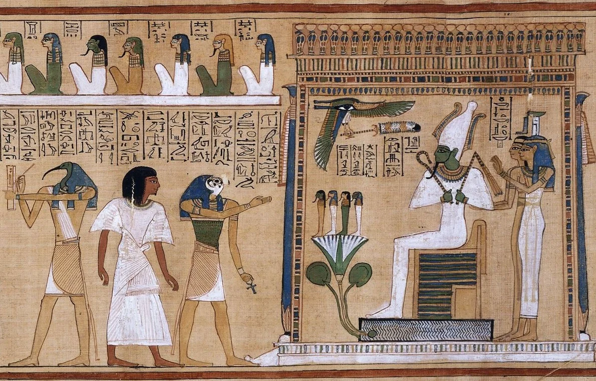 Ilustrație din „Cartea Morților”, papirus egiptean datând din secolul al XIII î.Hr., aflat la British Museum (© Wikimedia Commons)