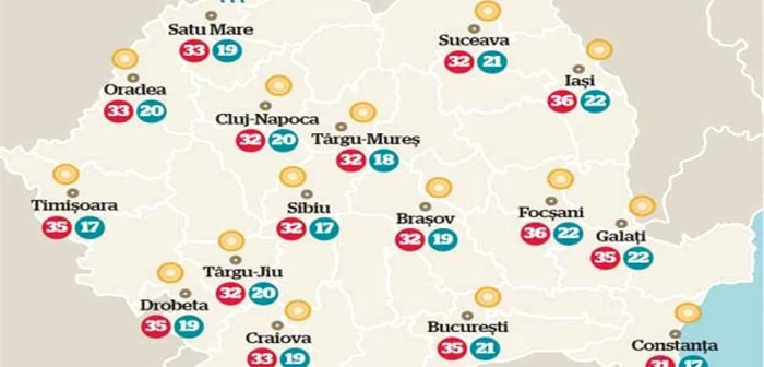 Temperaturile în weekend