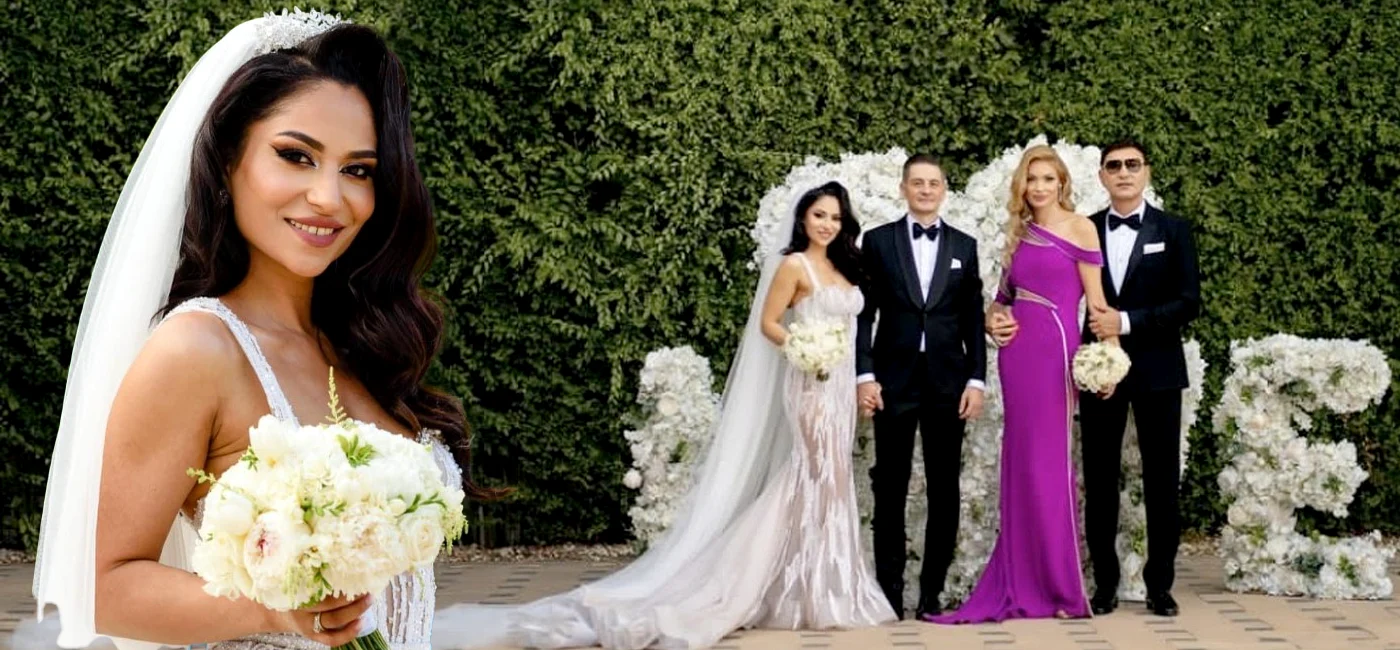 Frumoasa Nasrin Ameri, alături de soțul Florin și de nașii Cristi Borcea și Valentina Pelinel