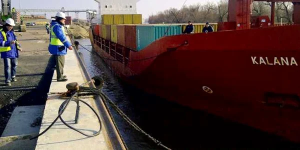 Primul transport de mărfuri în containere prin portul Giurgiuleşti a fost efectuat în ianuarie 
