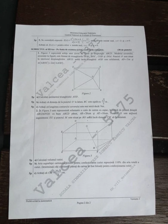 Acestea sunt subiectele de la examenul de matematică
