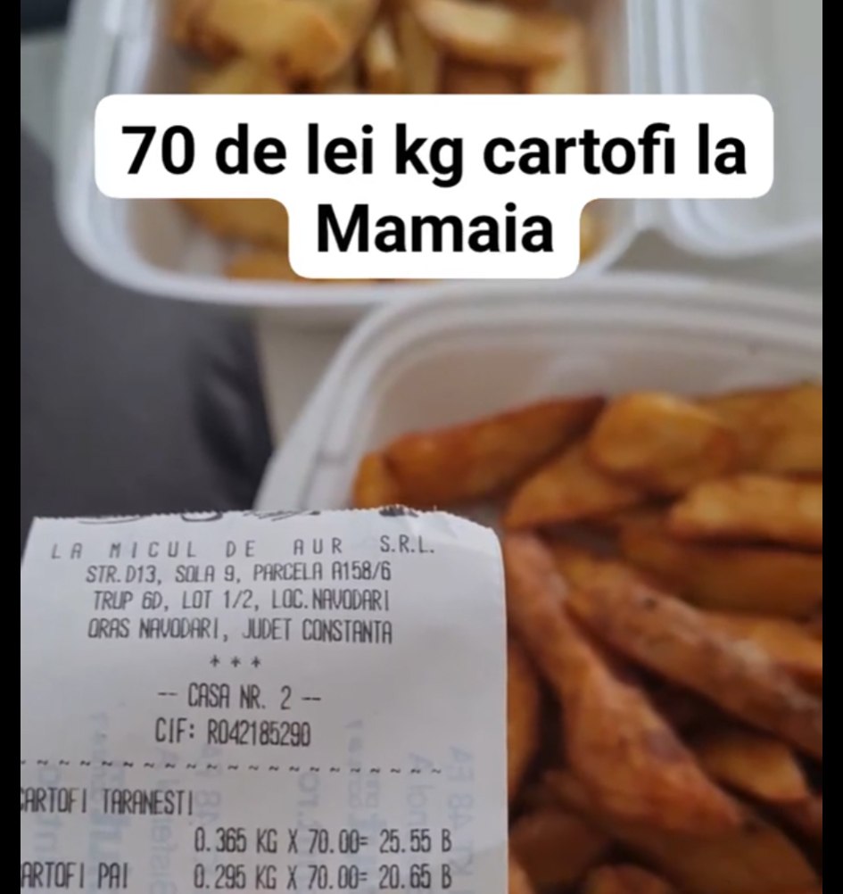 Prețuri exorbitante pe litoral: Turist șocat de prețul cartofilor Prețuri exorbitante pe litoral: Turist șocat de prețul cartofilor