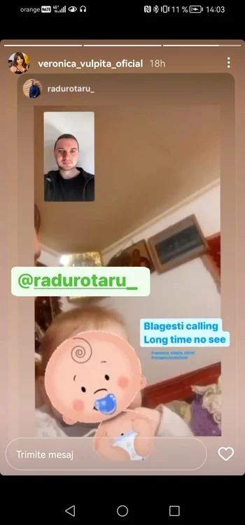 Prima imagine cu bebelușul Vulpiței / Sursă foto: Instagram