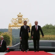 Emmanuel Macron & Vladimir Putin / FOTO EPA / 29 mai 2017