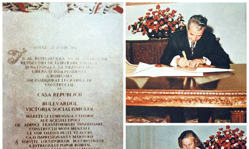 Acesta este pergamentul cu textul pentru posteritate semnat de Nicolae și Elena Ceaușescu ce a fost îngropat la temelia Casei Poporului jpeg