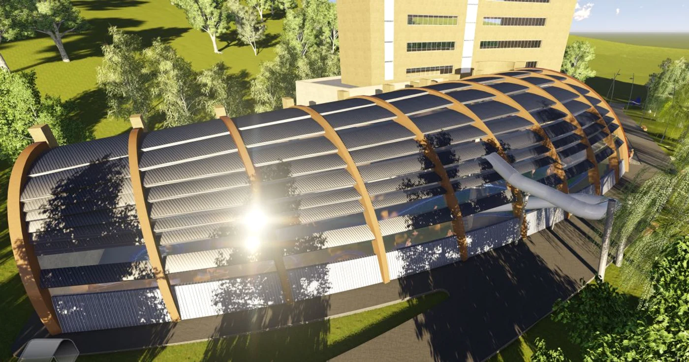 Schiţa viitorului aqualand, propus pentru a fi construit în Vulcan.