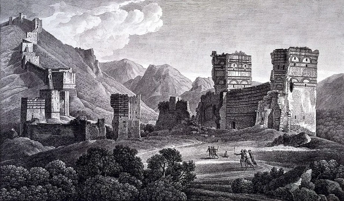 Ruine ale Antiohiei. Gravură de Michel Picquenot, după Louis-François Cassas, din 1798 