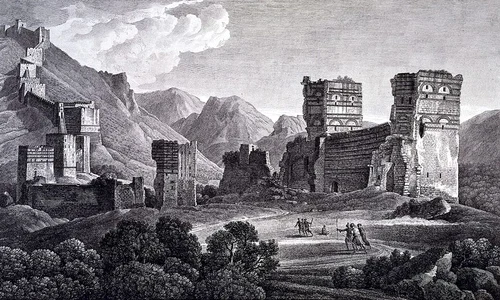 Ruine ale Antiohiei. Gravură de Michel Picquenot, după Louis-François Cassas, din 1798