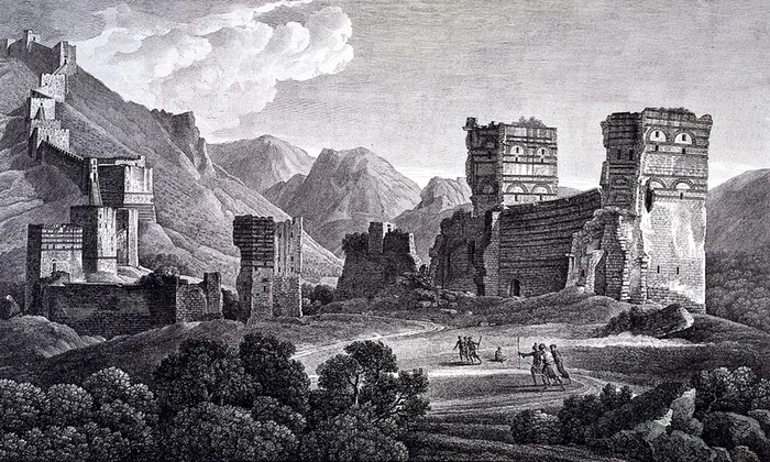 Ruine ale Antiohiei. Gravură de Michel Picquenot, după Louis-François Cassas, din 1798
