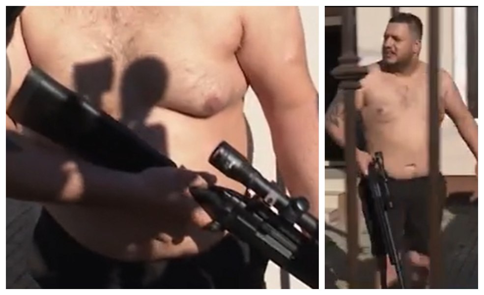 TikToker-ul care a ieșit dezbrăcat în fața casei, amendat cu 5.000 lei. Arma de tip airsoft i-a fost confiscată