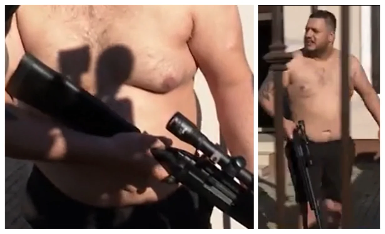 Alin Borcan a ieșit cu o armă de jucărie să amenințe procurorii FOTO: Captura video