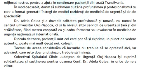 cluj mesaj medic golea