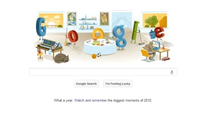 Literele care formează cuvântul "Google" au început anul activ în primul doodle din 2013