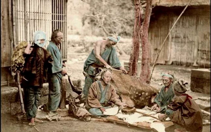 Grup de burakumini (1873), consideraţi impuri în Japonia medievală