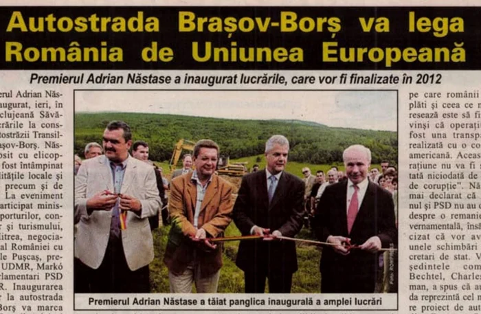 Momentul inaugurării șantierului pentru Autostrada Transilvania în 2004. Foto: Cluj24
