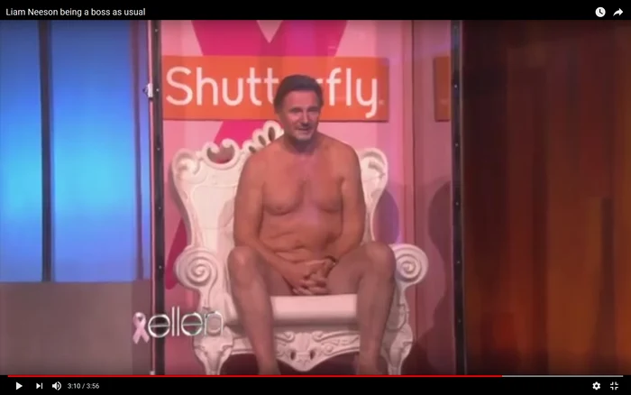 Liam Neeson a apărut aproape gol pentru colectarea de fonduri împotriva cancerului