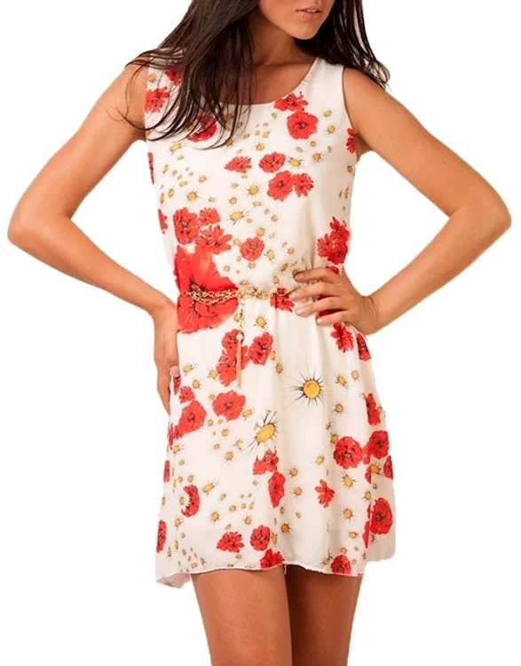 2 rochie alba din voal cu imprimeu floral lantisor auriu in talie jpg jpeg