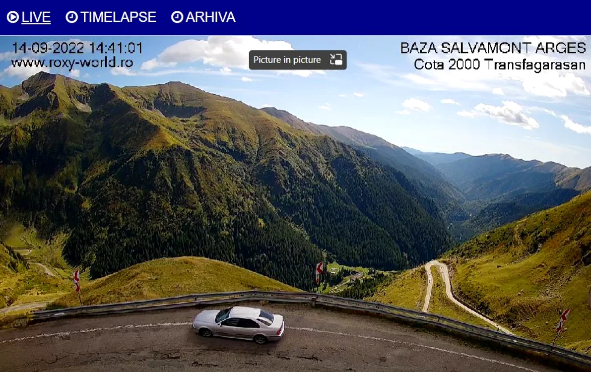 14 septembrie, ora 14.41 - Transfăgărășanul văzut de la Cota 2000. FOTO Captură video roxy-world.ro