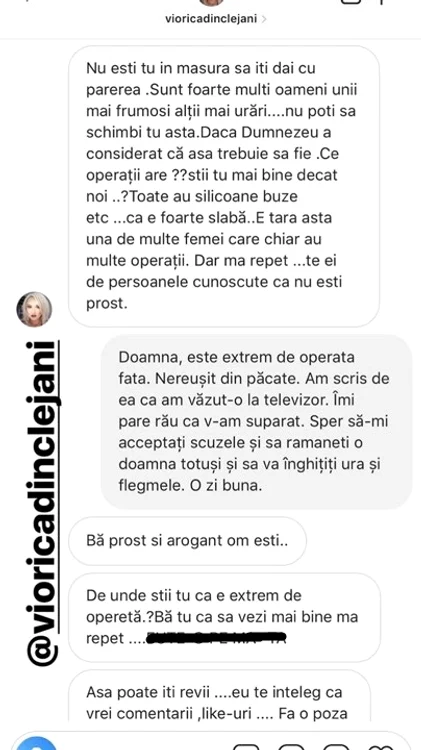 Mesajele dintre Codin Maticiuc și Viorica de la Clejani