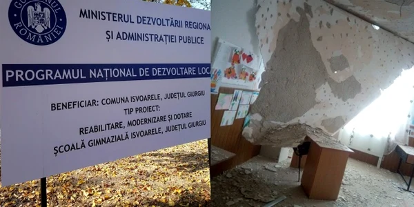 Tavan prabusit la scoala din isvoarele giurgiu foto Mihaela Murgoci