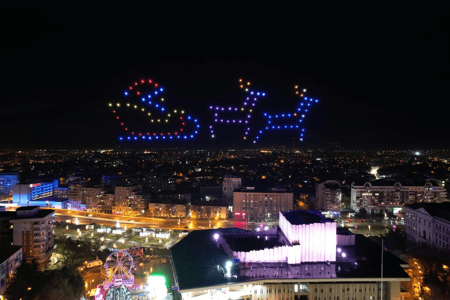 Show extraordinar cu drone la Craiova. Târgul de Crăciun al oltenilor, mai tare decât al Vienei FOTO VIDEO