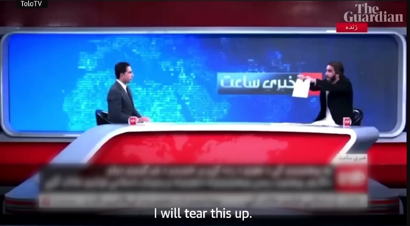 Protestul unui profesor afgan la TV / Foto: Captură Video