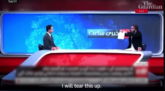 Protestul unui profesor afgan la TV / Foto: Captură Video